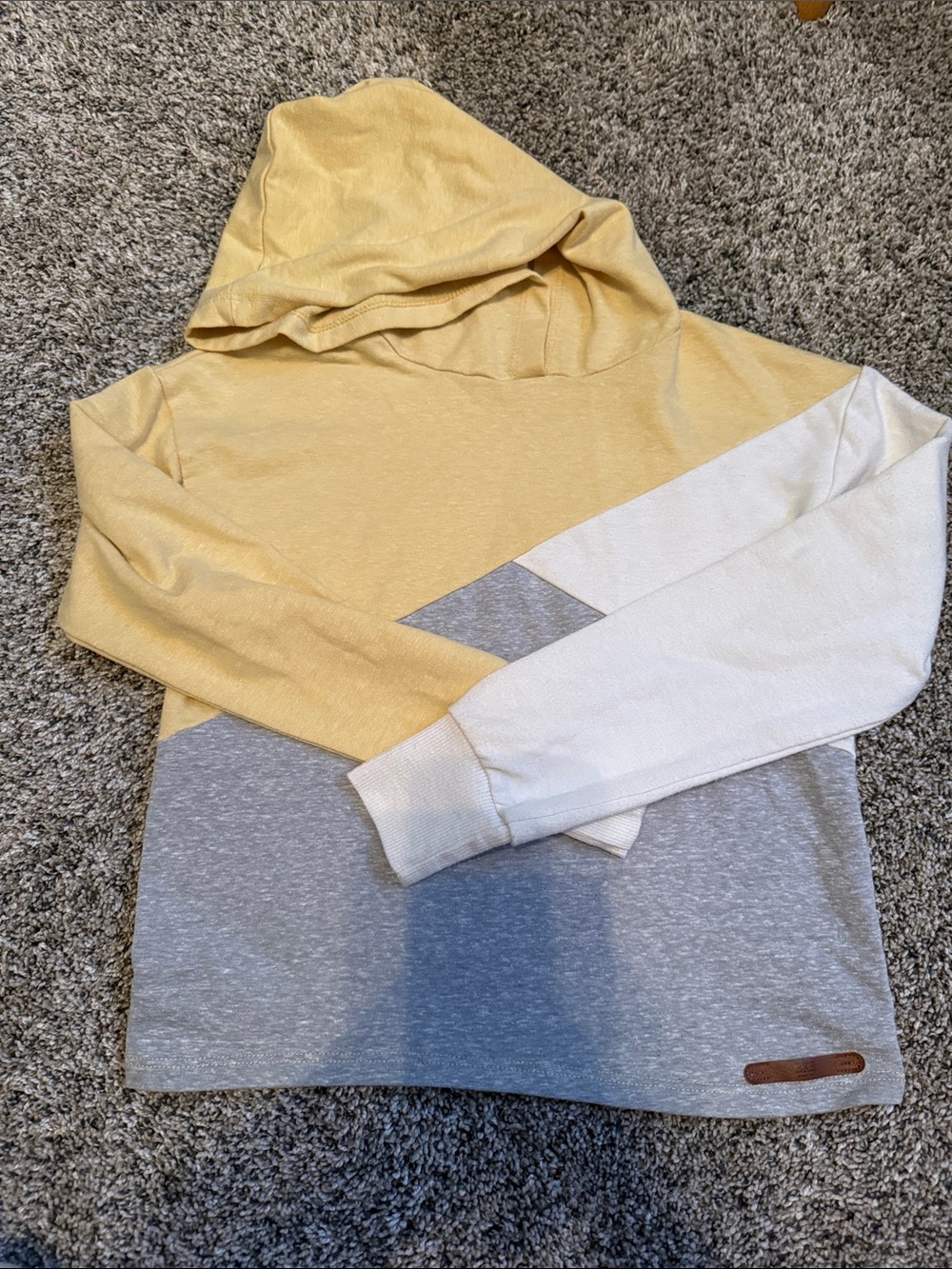 BKE Kids Colorblock Hooded Sweatshirt in Yellow, Gray & White